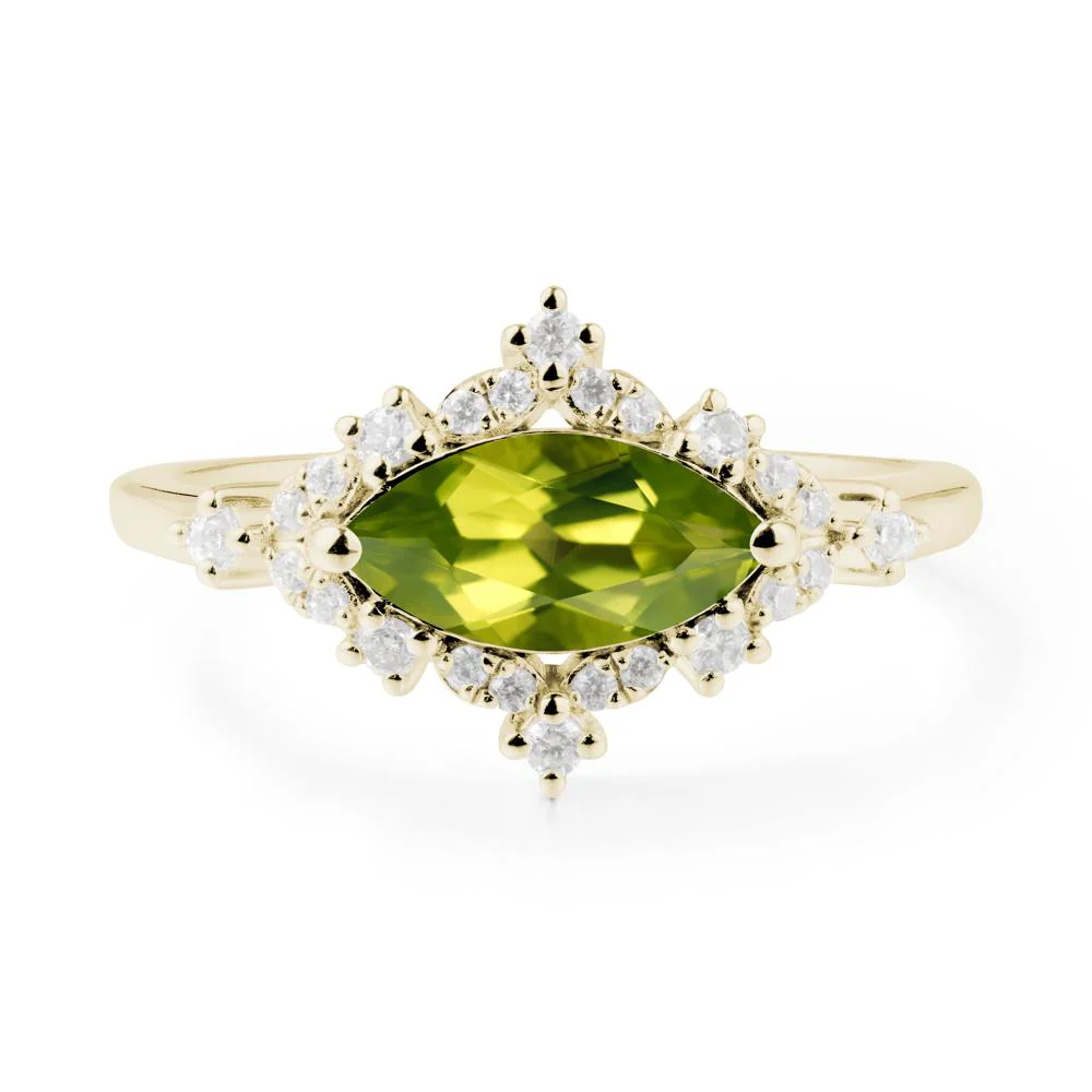 Marquise Peridot Halo Ring - Image 3