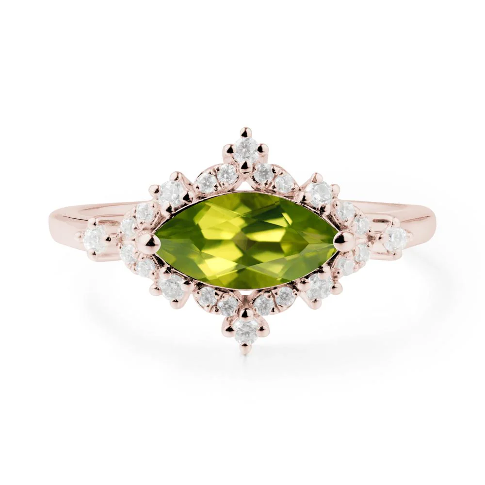 Marquise Peridot Halo Ring - Image 5