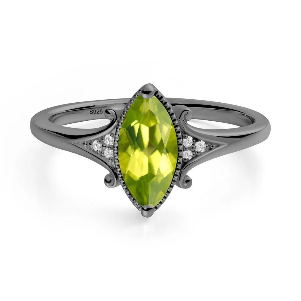 Marquise Peridot Milgrain Halo Ring