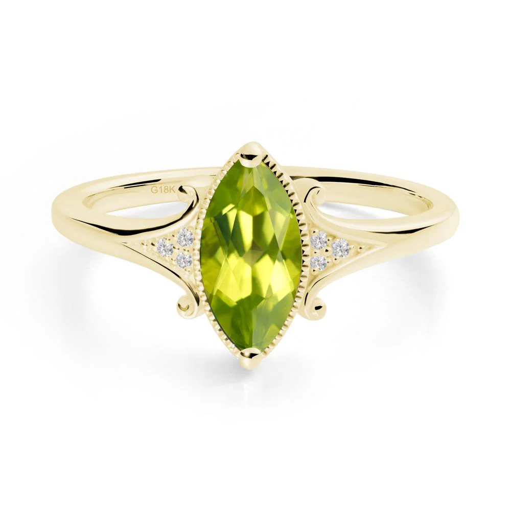 Marquise Peridot Milgrain Halo Ring - Image 4