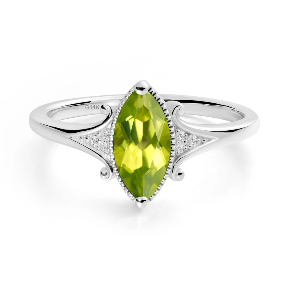 Marquise Peridot Milgrain Halo Ring - Image 7