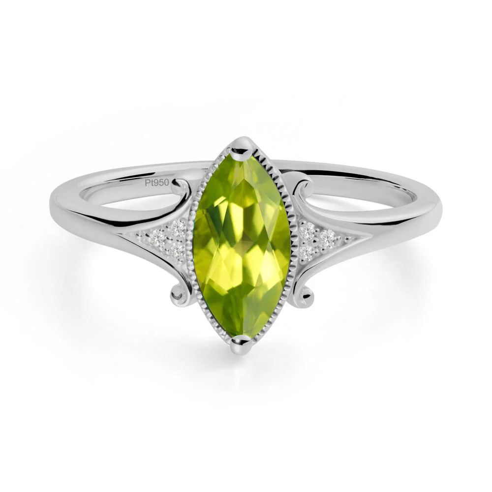 Marquise Peridot Milgrain Halo Ring - Image 8