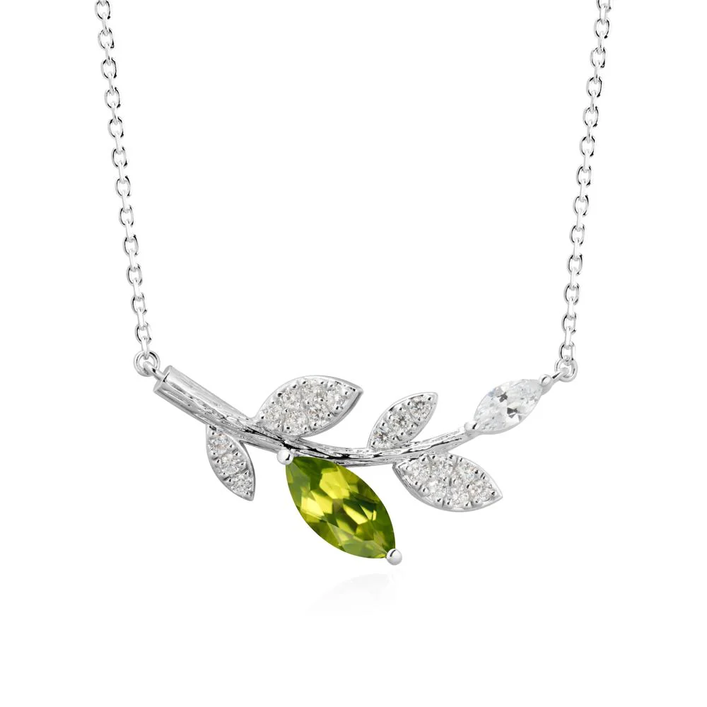 Marquise Peridot Olive Branch Necklace