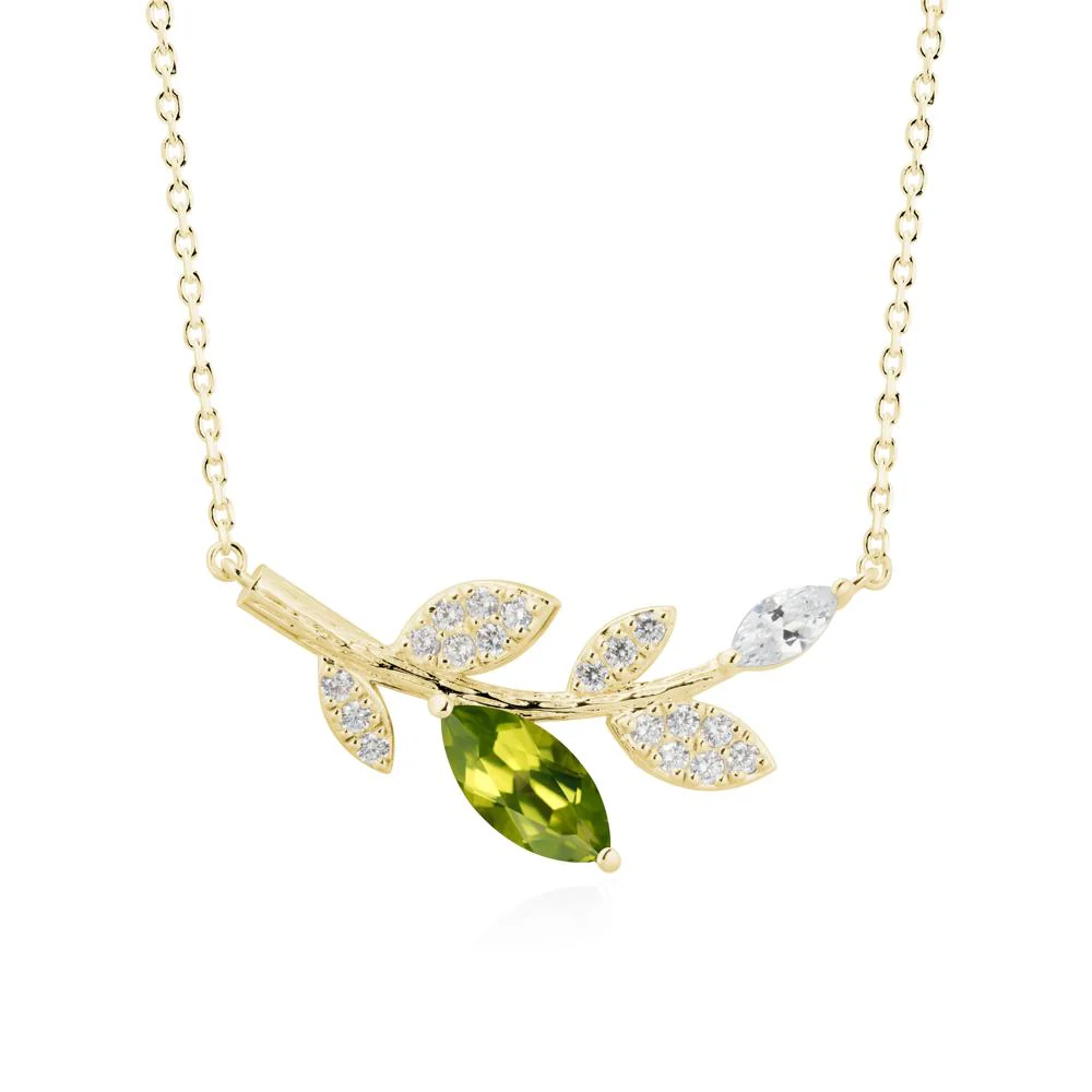 Marquise Peridot Olive Branch Necklace - Image 6