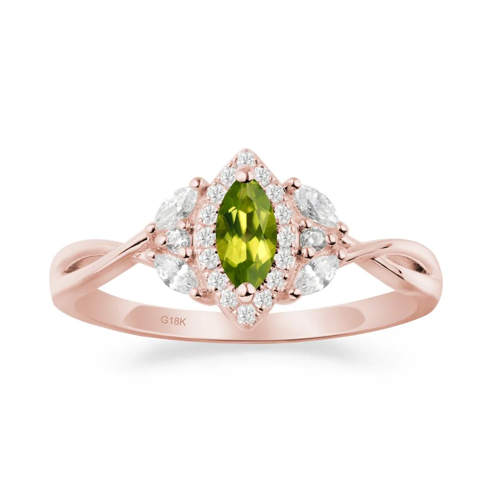 Marquise Peridot Ring with Twisted Band - Image 2