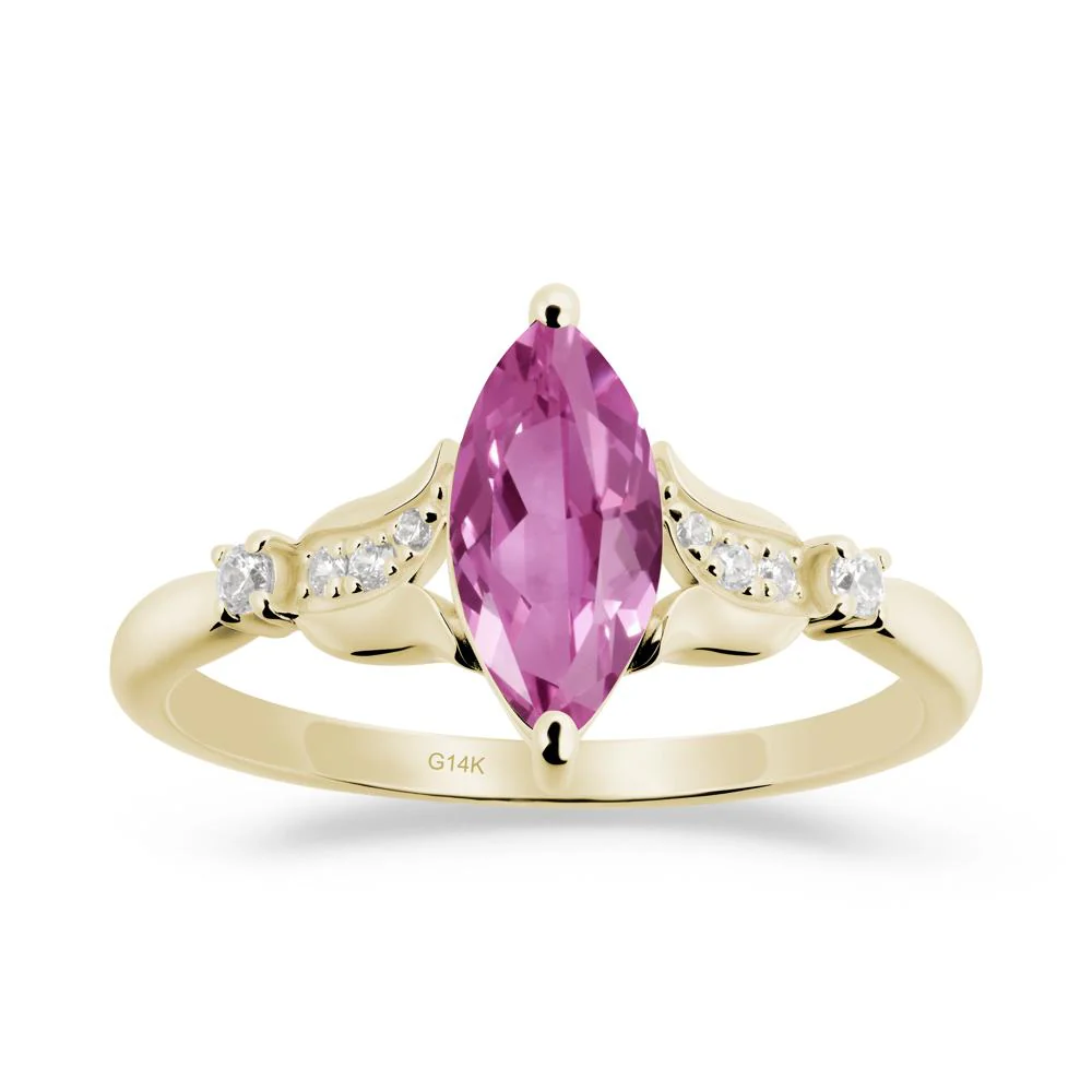 Marquise Pink Sapphire Floral Engagement Ring