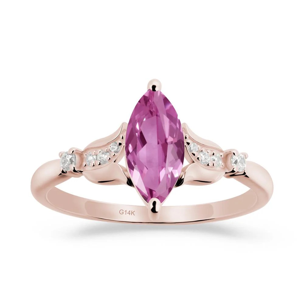 Marquise Pink Sapphire Floral Engagement Ring - Image 2