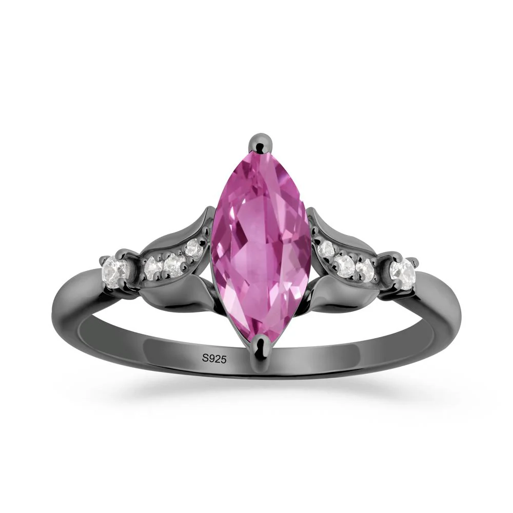Marquise Pink Sapphire Floral Engagement Ring - Image 3