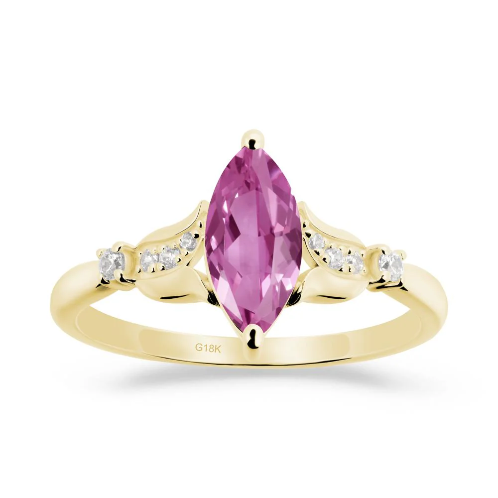 Marquise Pink Sapphire Floral Engagement Ring - Image 4