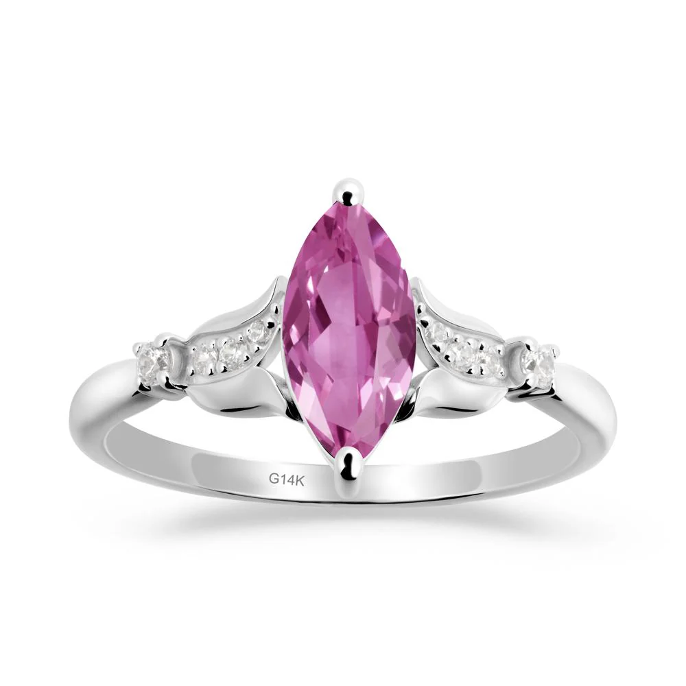 Marquise Pink Sapphire Floral Engagement Ring - Image 5