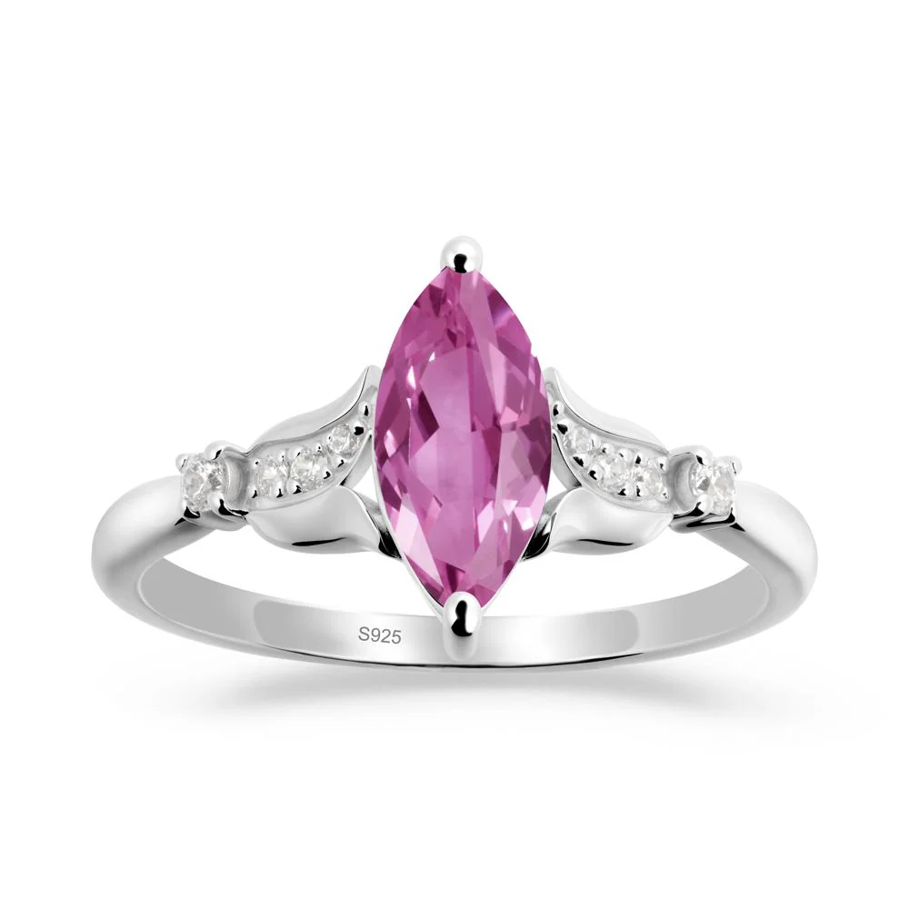 Marquise Pink Sapphire Floral Engagement Ring - Image 6