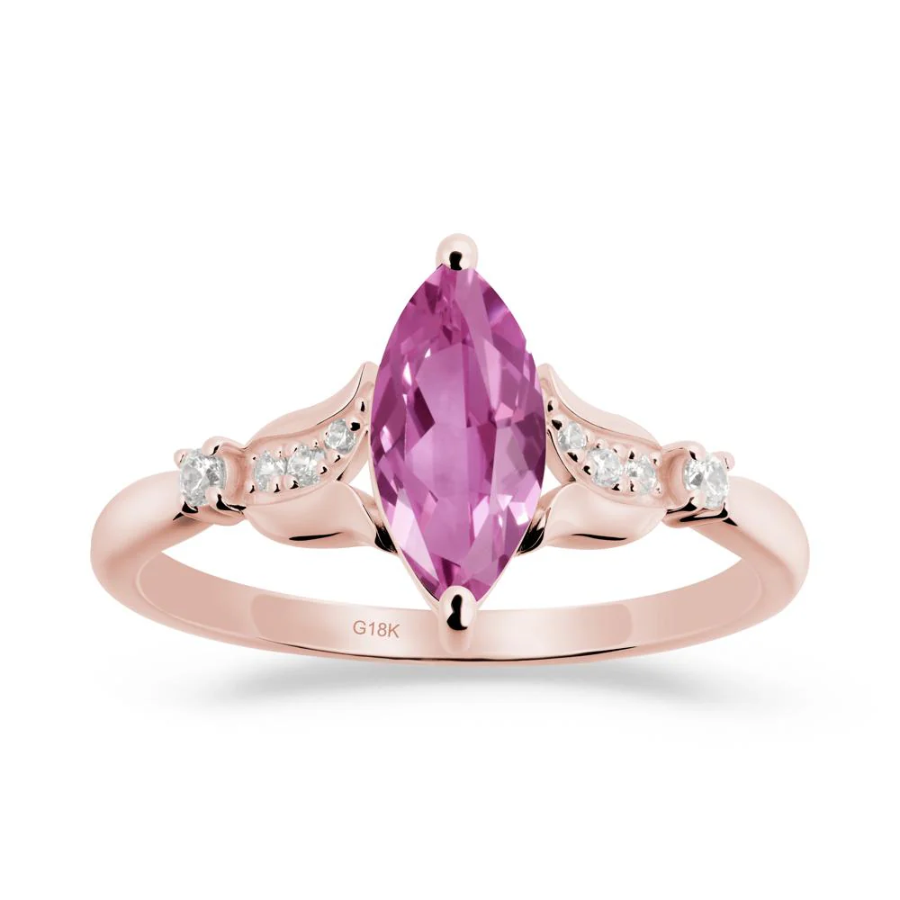 Marquise Pink Sapphire Floral Engagement Ring - Image 7