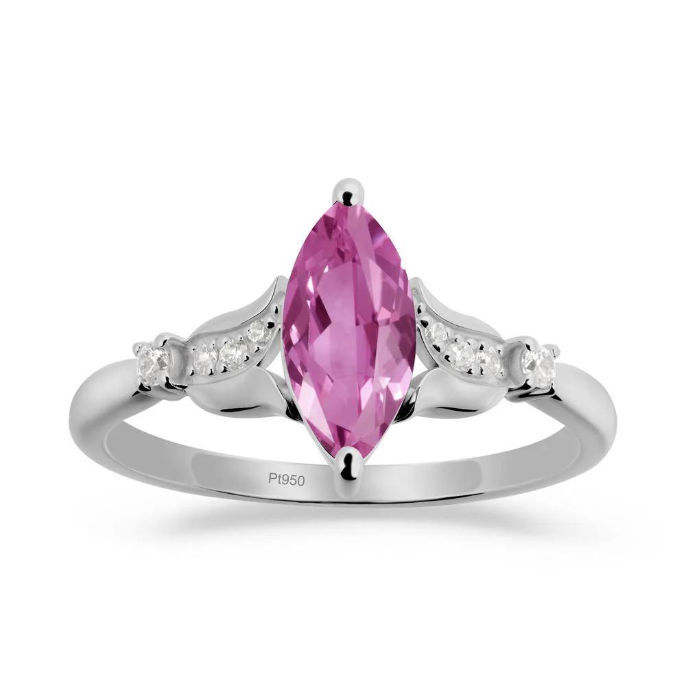 Marquise Pink Sapphire Floral Engagement Ring - Image 9