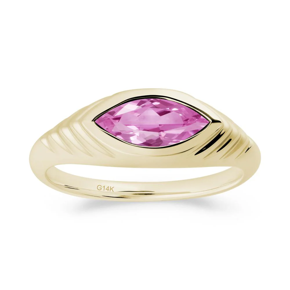 Marquise Pink Sapphire Statement Eye Ring - Image 6