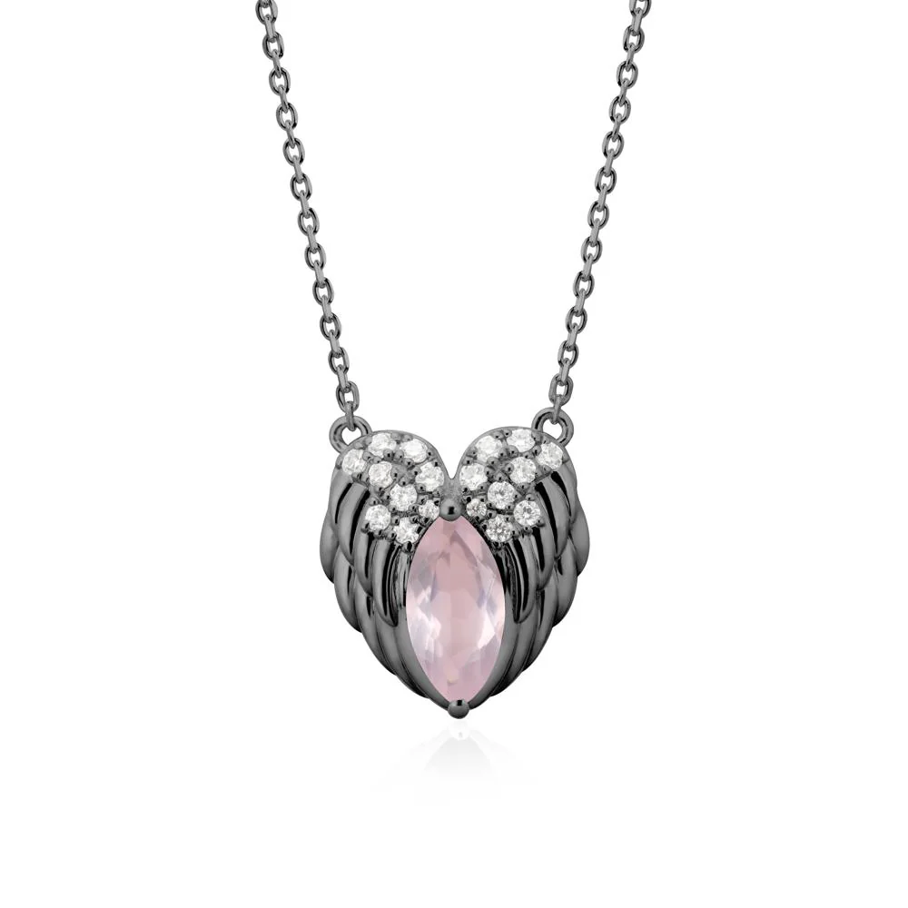 Marquise Rose Quartz   Angel Wings Heart Pendant - Image 8