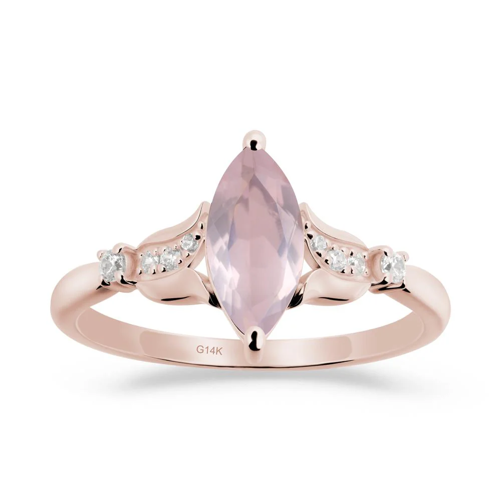 Marquise Rose Quartz Floral Engagement Ring - Image 2