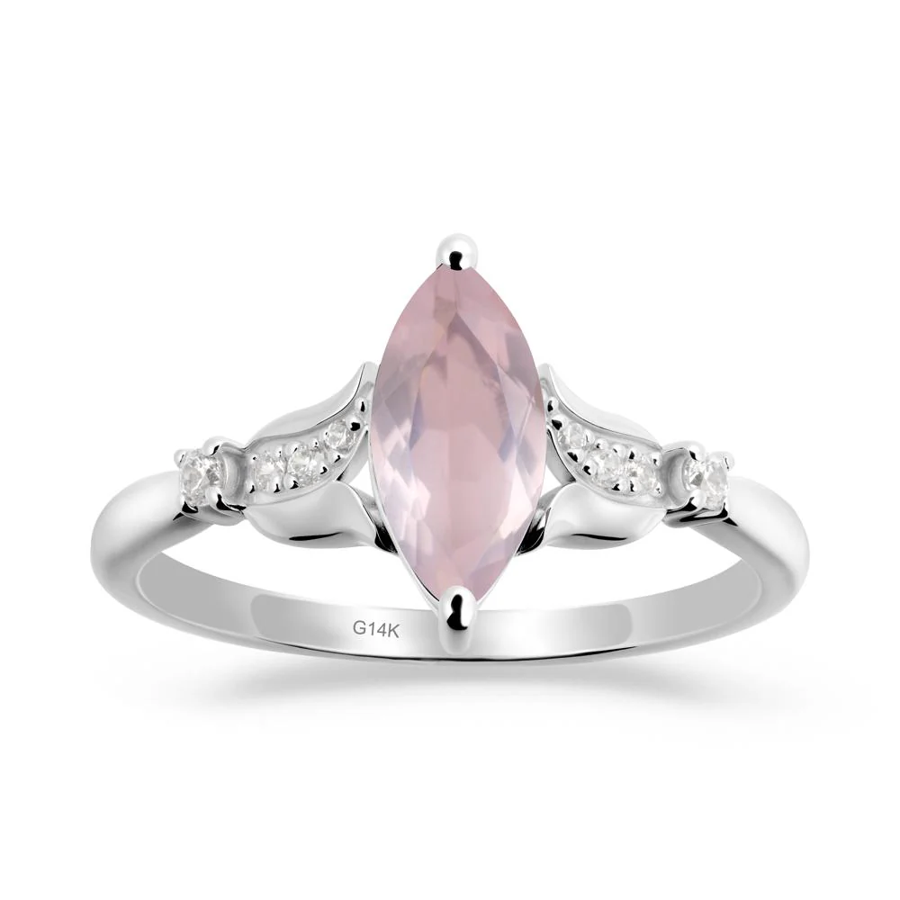 Marquise Rose Quartz Floral Engagement Ring - Image 3