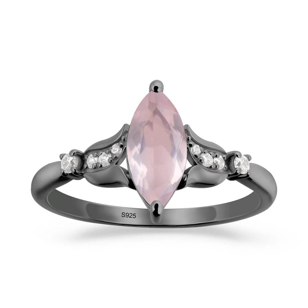 Marquise Rose Quartz Floral Engagement Ring - Image 4