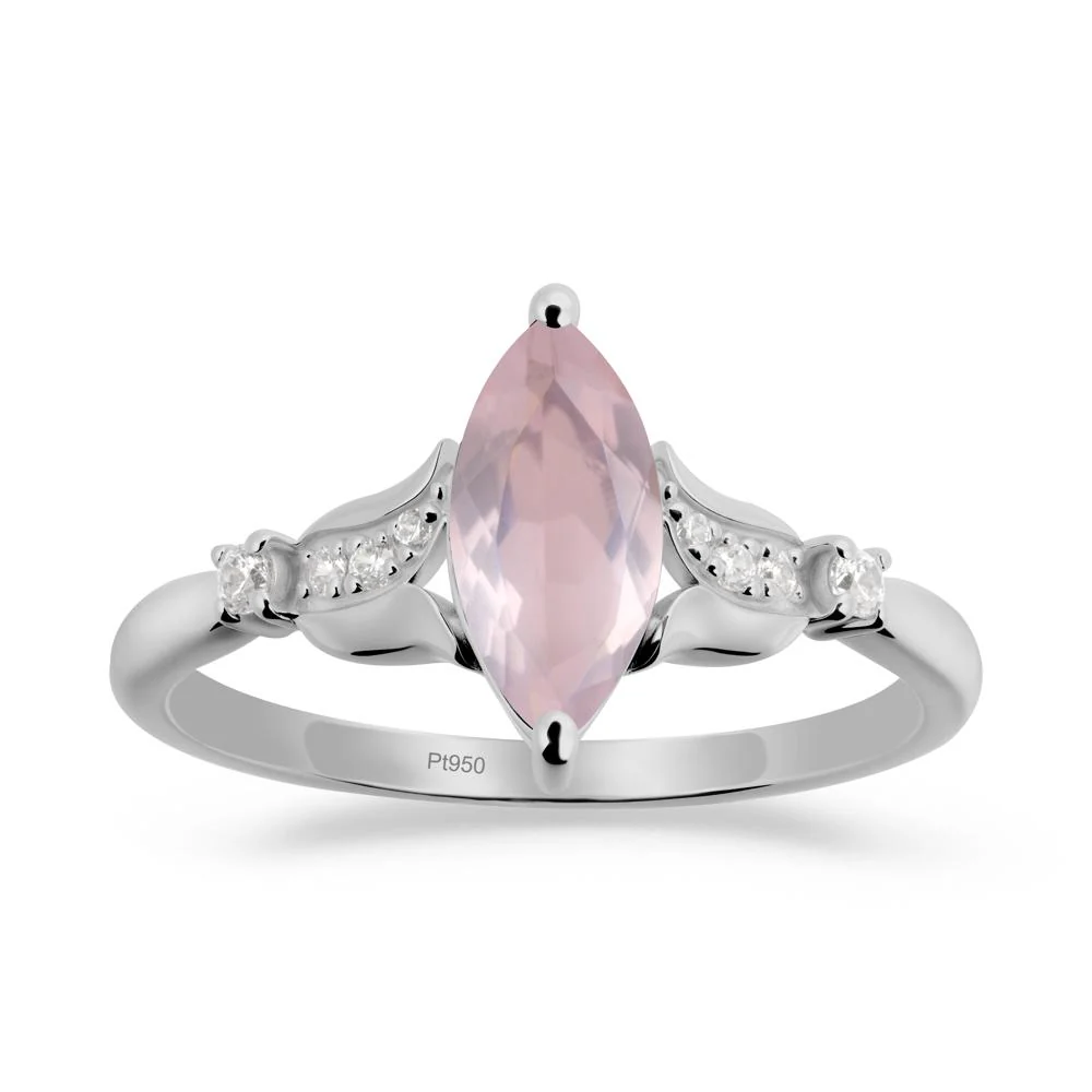 Marquise Rose Quartz Floral Engagement Ring - Image 5