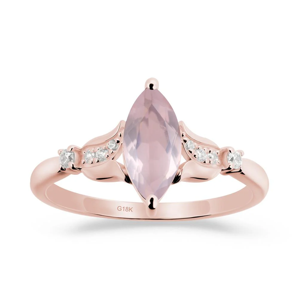 Marquise Rose Quartz Floral Engagement Ring - Image 6