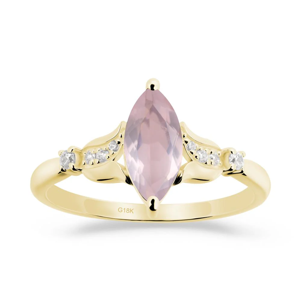 Marquise Rose Quartz Floral Engagement Ring - Image 7