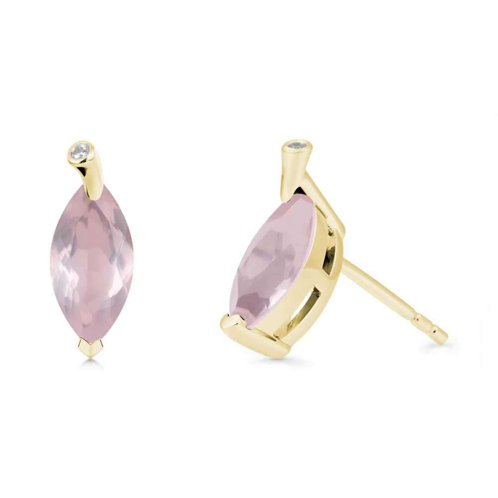 Marquise Rose Quartz Leaf Earrings - Image 6