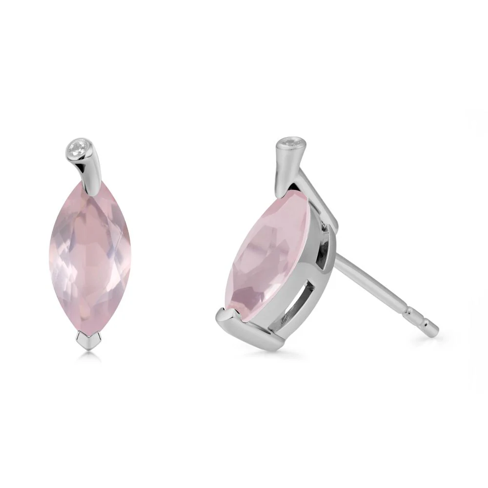 Marquise Rose Quartz Leaf Earrings - Image 8