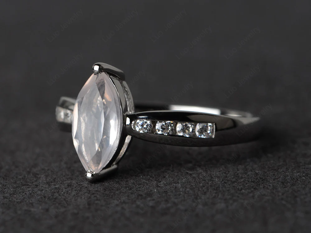 Marquise Rose Quartz Promise Ring - Image 2