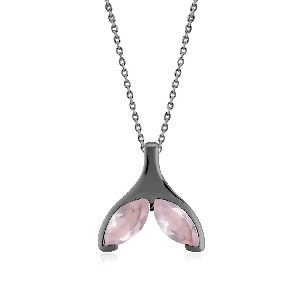 Marquise Rose Quartz Whale Tail Pendant