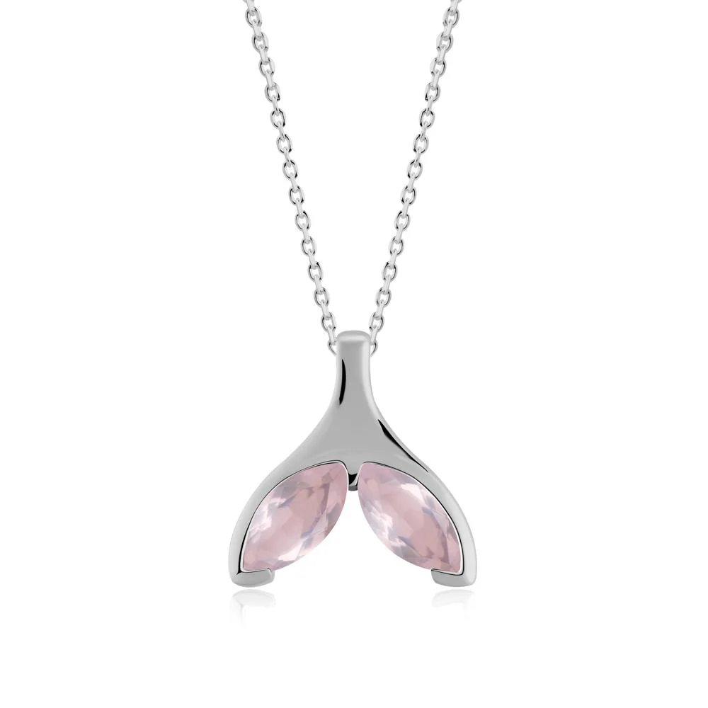 Marquise Rose Quartz Whale Tail Pendant - Image 2
