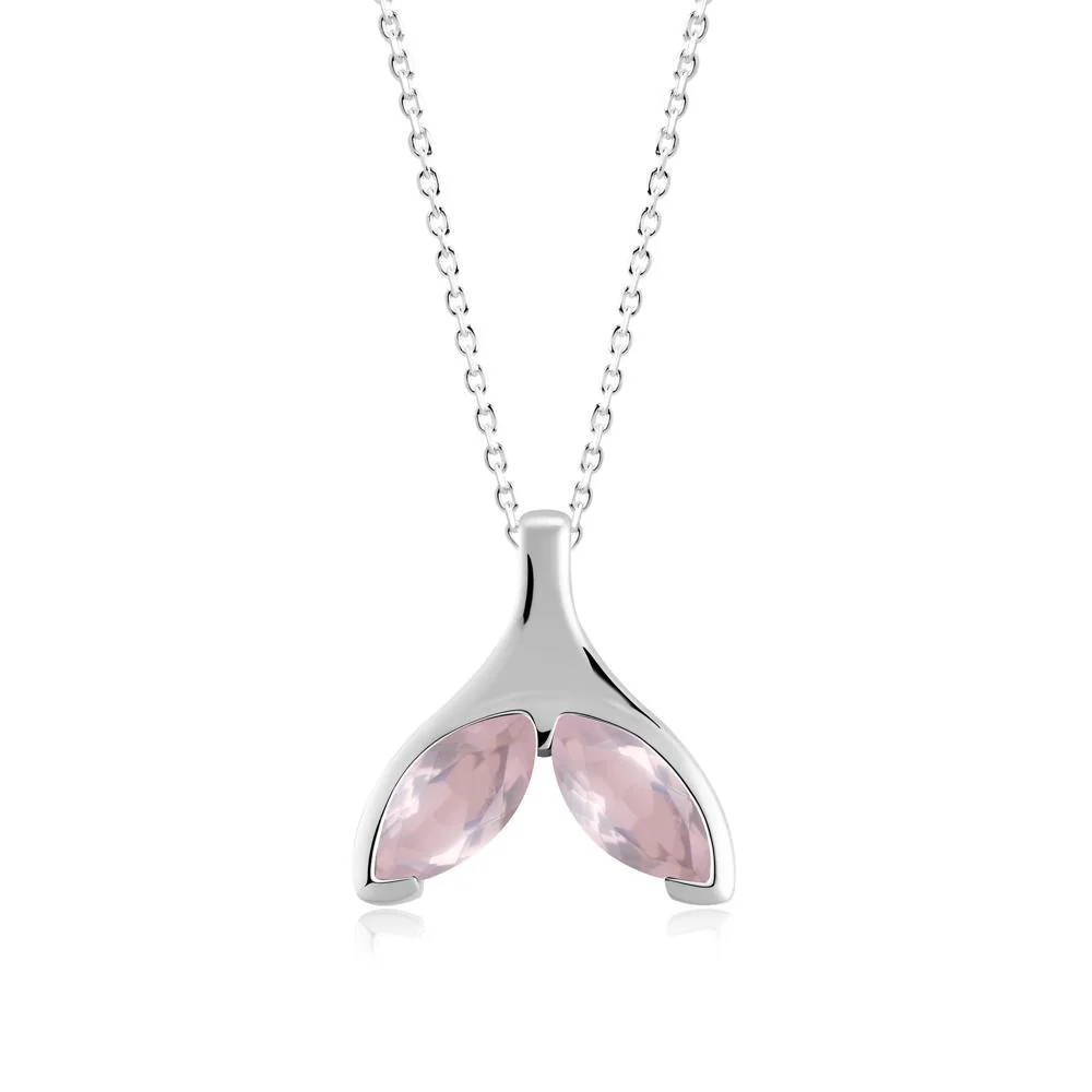 Marquise Rose Quartz Whale Tail Pendant - Image 6