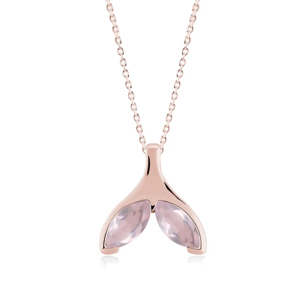 Marquise Rose Quartz Whale Tail Pendant - Image 8