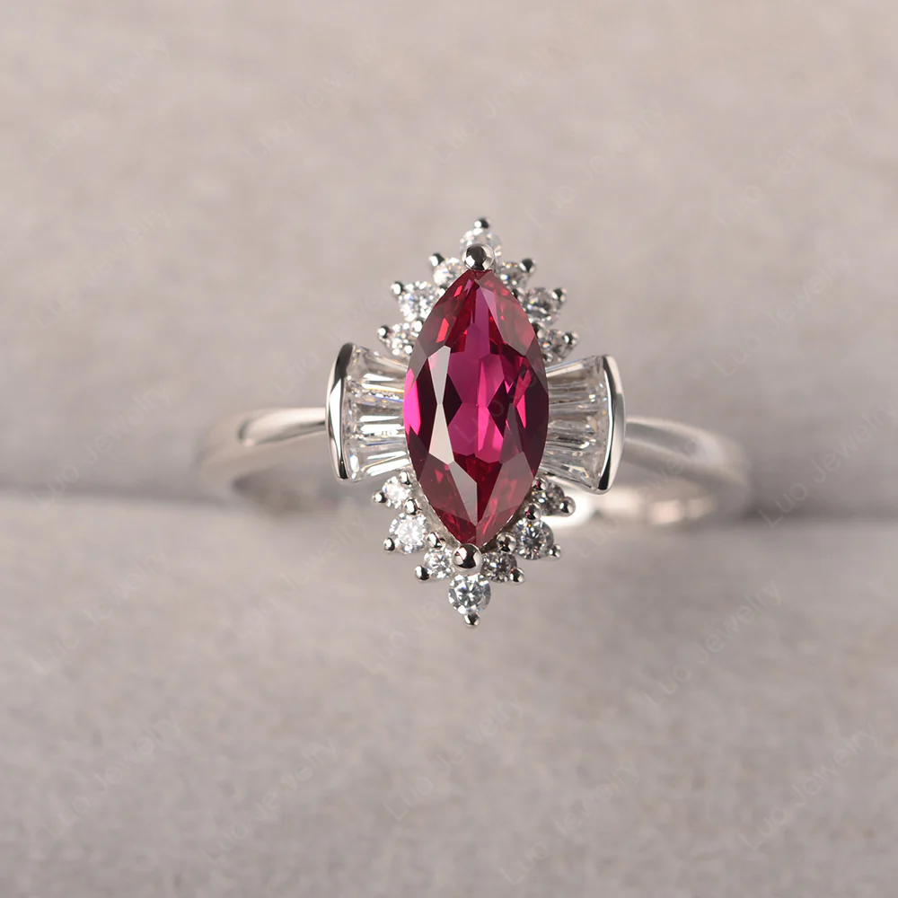Marquise Ruby Ring with Baguettes - Image 2