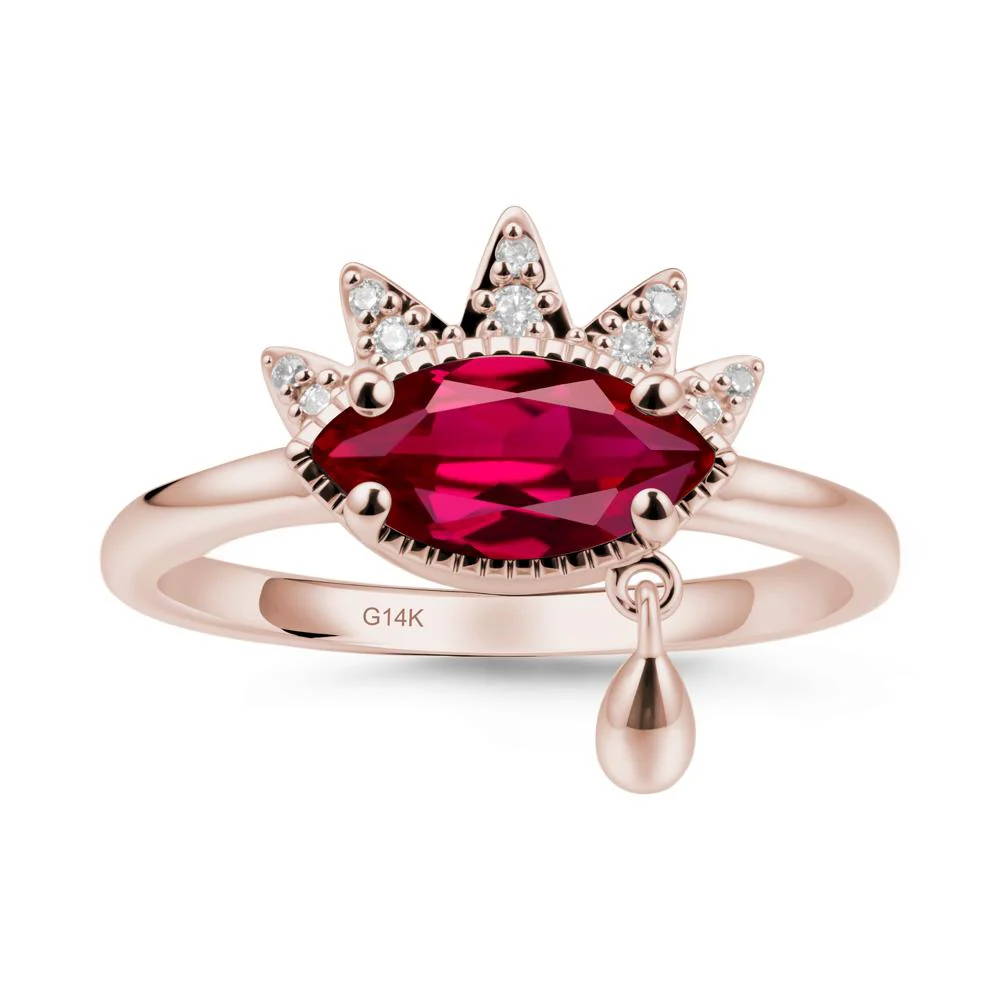 Marquise Ruby Evil Eye Ring - Image 2