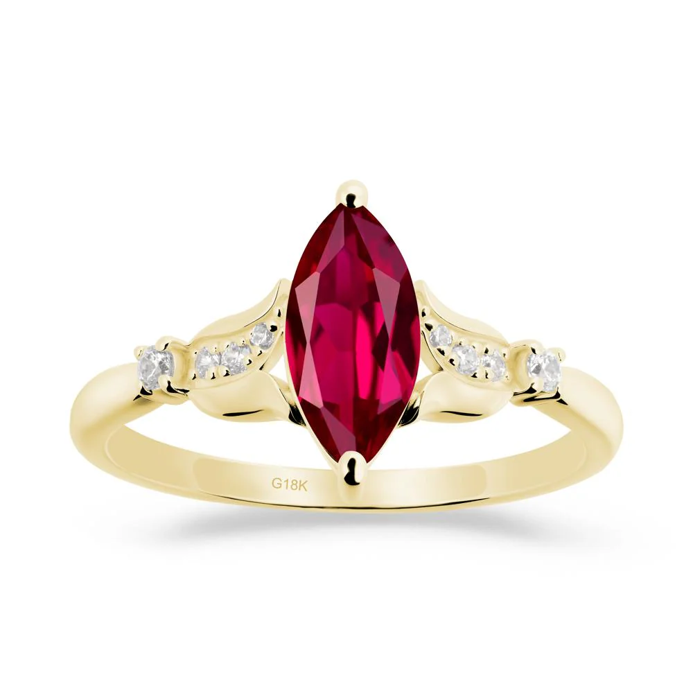 Marquise Ruby Floral Engagement Ring - Image 4