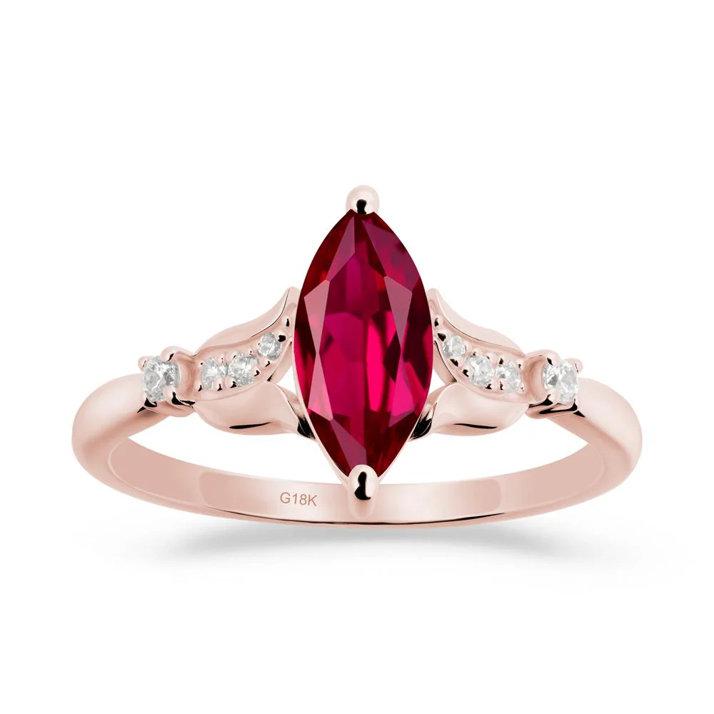 Marquise Ruby Floral Engagement Ring - Image 7