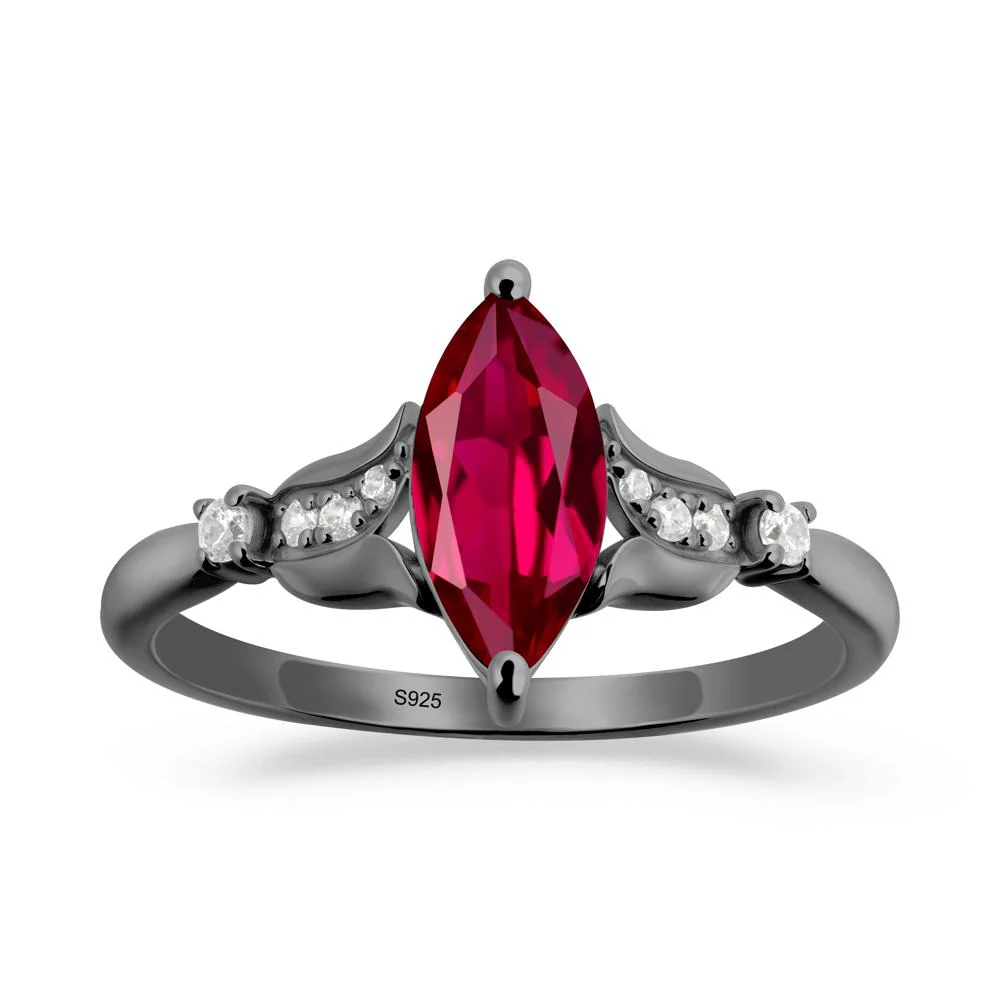 Marquise Ruby Floral Engagement Ring - Image 9