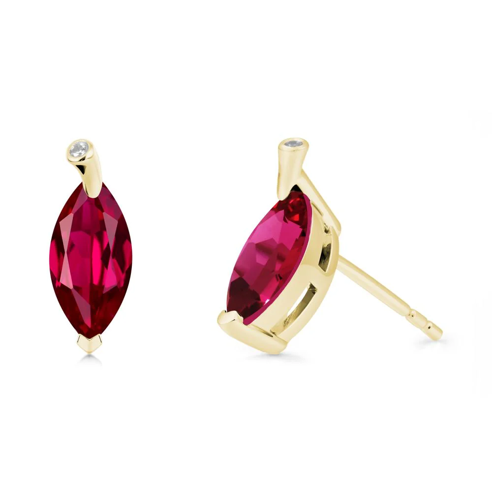 Marquise Ruby Leaf Earrings - Image 6