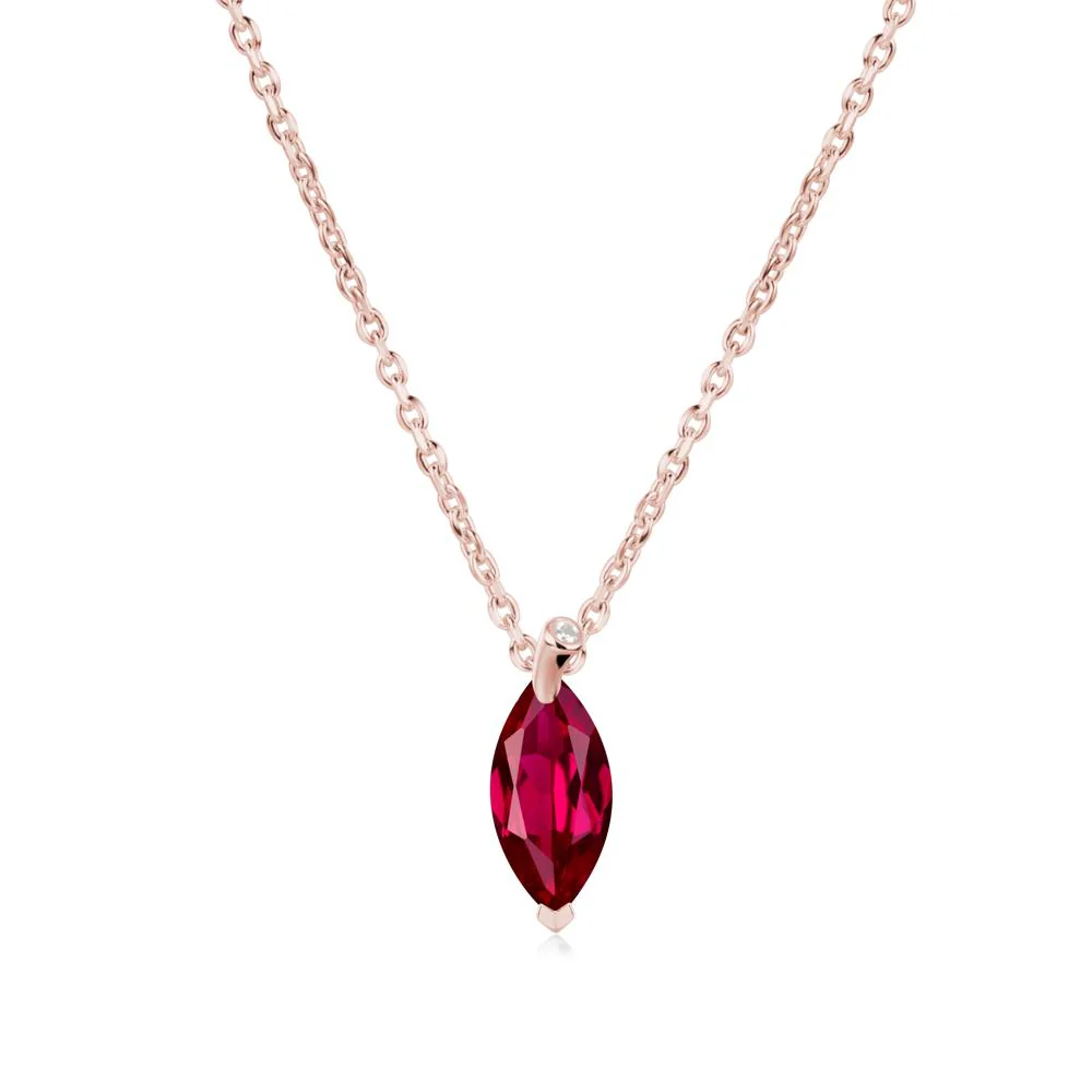 Marquise Ruby Leaf Necklace - Image 5
