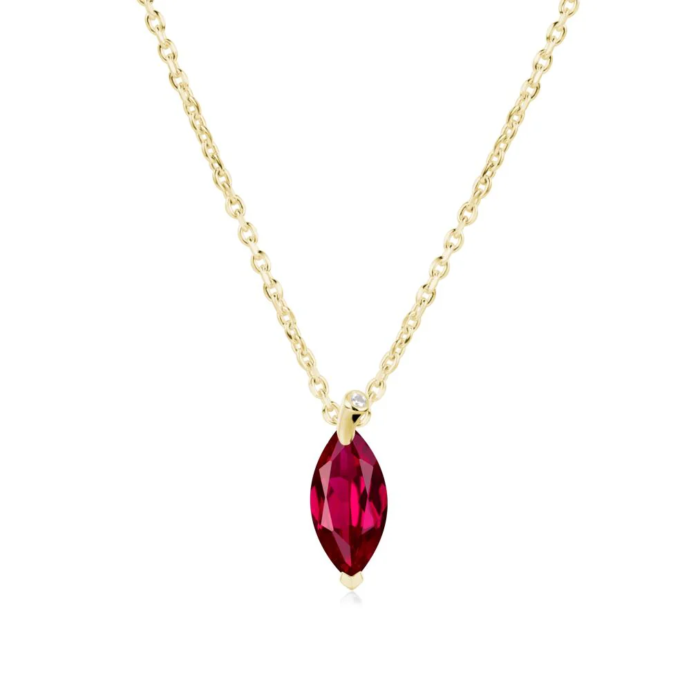 Marquise Ruby Leaf Necklace - Image 7