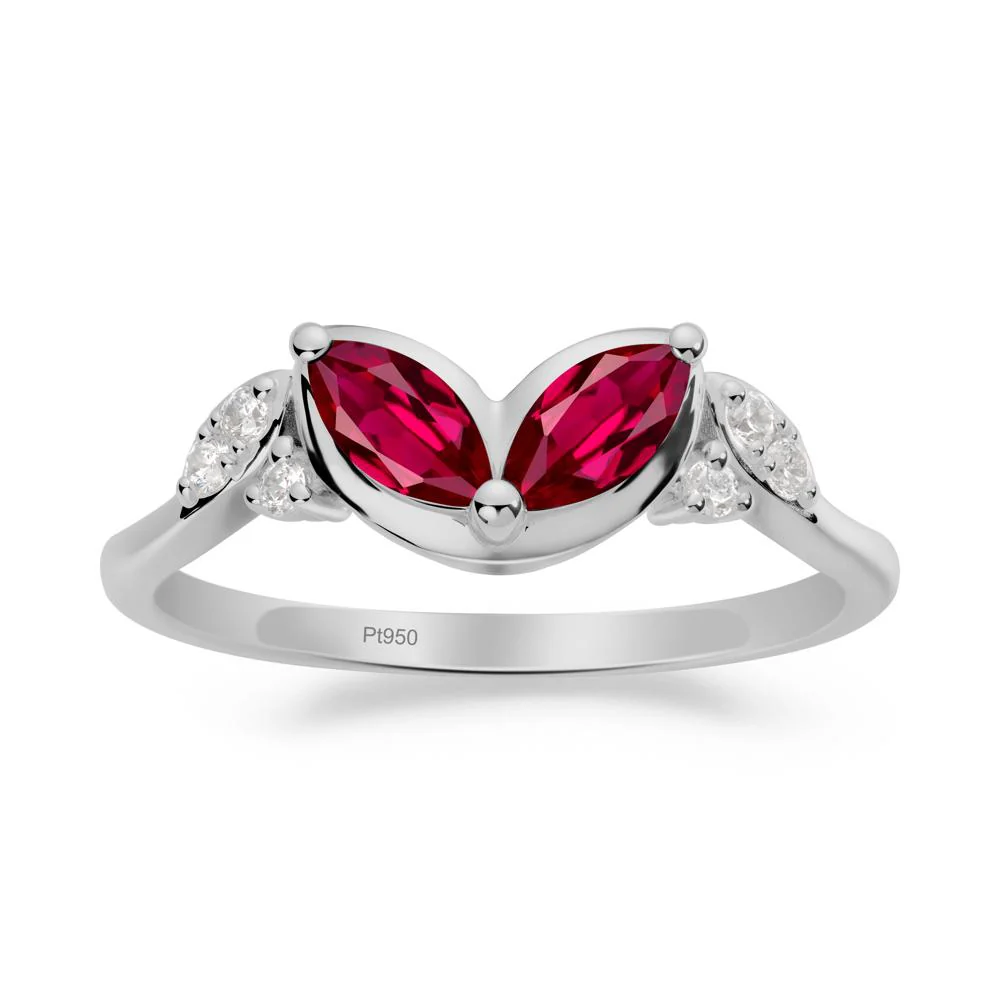 Marquise Ruby Leaf Ring