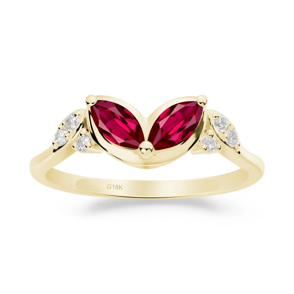 Marquise Ruby Leaf Ring - Image 2
