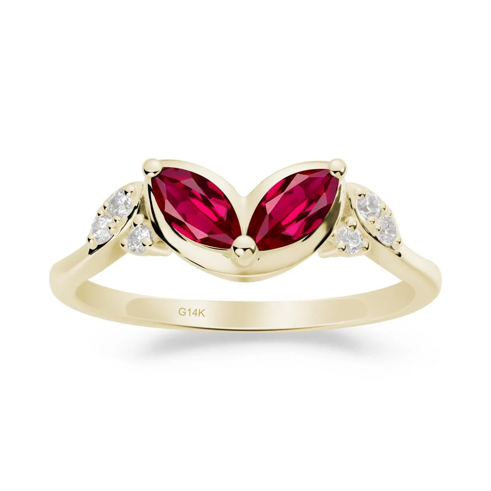 Marquise Ruby Leaf Ring - Image 4