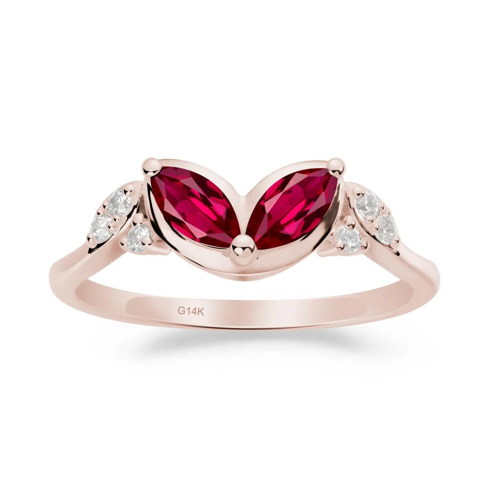 Marquise Ruby Leaf Ring - Image 5