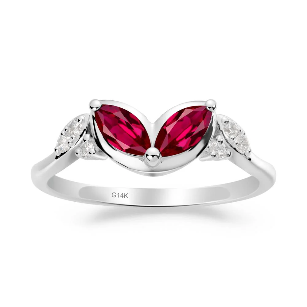 Marquise Ruby Leaf Ring - Image 8