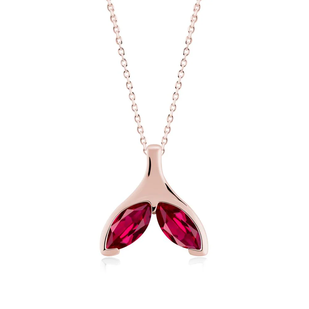 Marquise Ruby Whale Tail Necklace - Image 6