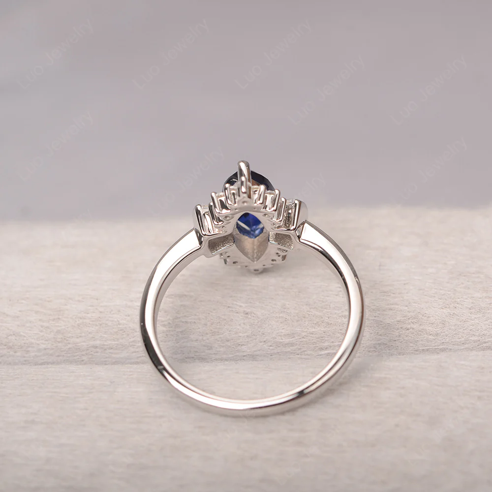 Sapphire Marquise Sunburst Engagement Ring - Image 3