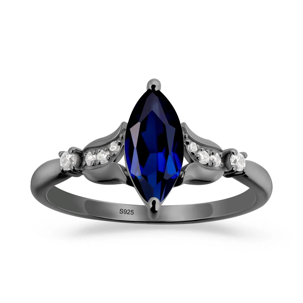 Marquise Sapphire Floral Engagement Ring