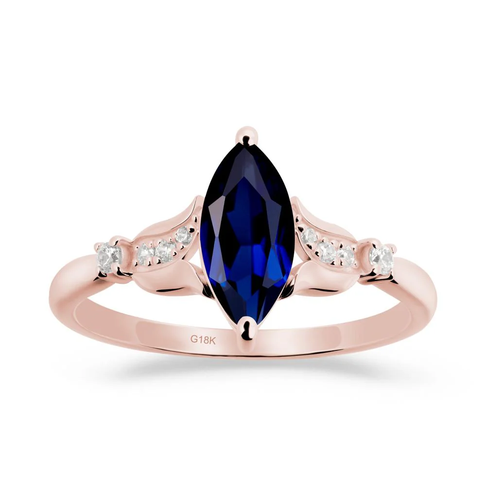 Marquise Sapphire Floral Engagement Ring - Image 3