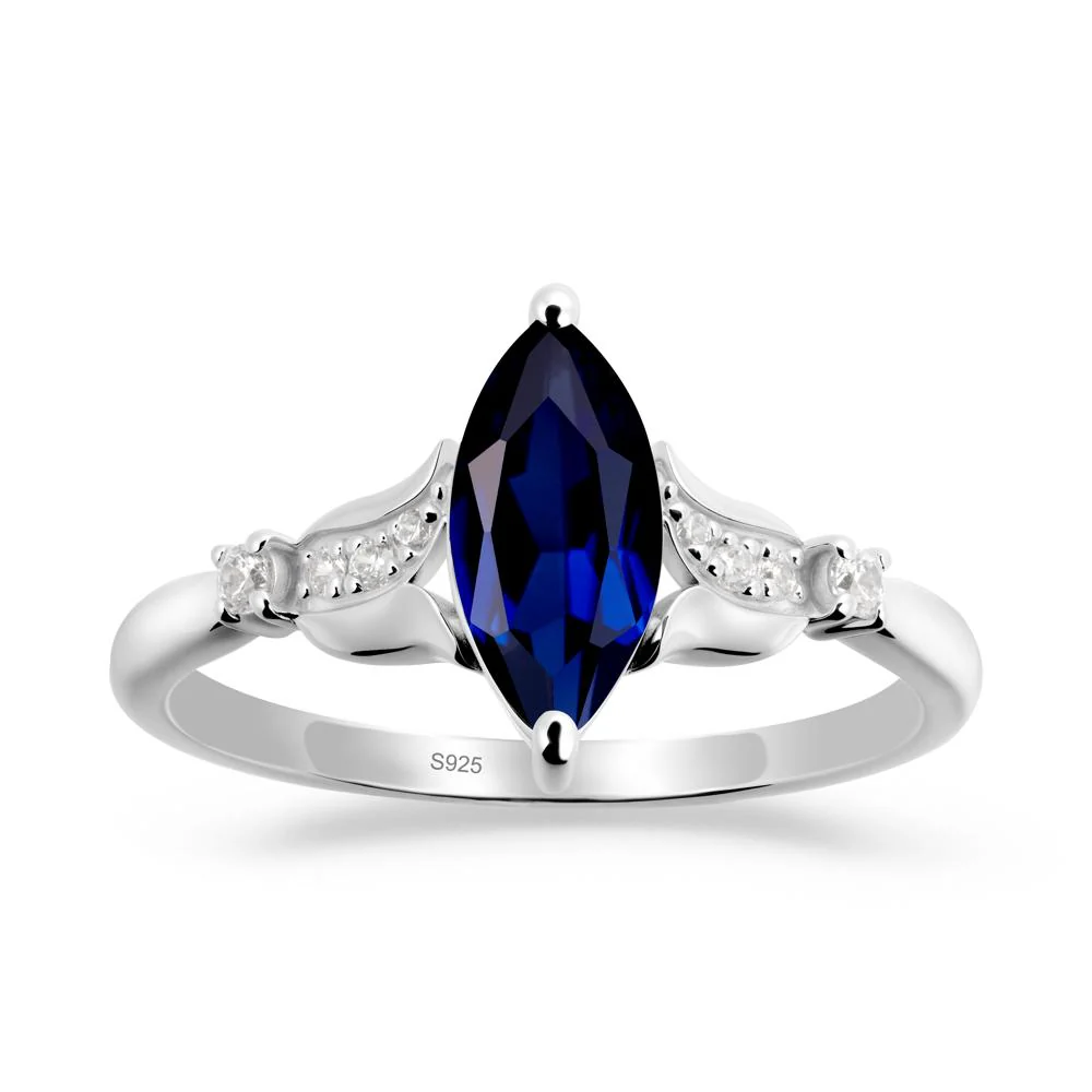 Marquise Sapphire Floral Engagement Ring - Image 4